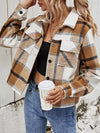 Double Take Plaid Collared Neck Jacket with Breast Pockets - My Store