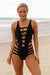 Black Strappy Cutout One Piece Bathing Suit - My Store