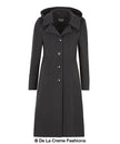 Wool Blend Hooded Mid Length Coat (1704) - My Store