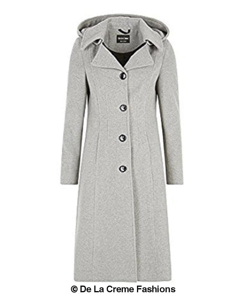 Wool Blend Hooded Mid Length Coat (1704) - My Store