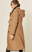 Wool Blend Hooded Mid Length Coat (1704) - My Store