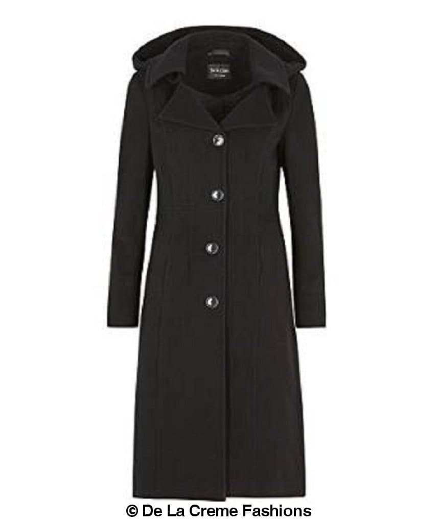 Wool Blend Hooded Mid Length Coat (1704) - My Store