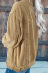 Apricot Studded Buttoned Chest Pockets Corduroy Jacket - My Store