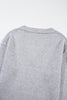 Light Grey Oversized V Neck Drop Shoulder Sweater with Eyelet Detail - My Store