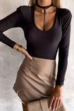 Scoop Neck Long Sleeve Bodysuit - My Store