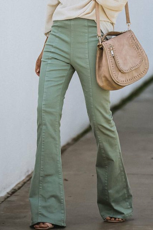 Women's Green High Rise Bell Bottom Denim Pants - My Store