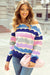 Dark Blue Wave Striped Balloon Sleeve Drop Shoulder Sweater - My Store