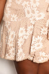 Double Take Floral Lace Pompom Detail Tie-Waist Flutter Sleeve Dress - My Store