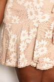 Double Take Floral Lace Pompom Detail Tie-Waist Flutter Sleeve Dress - My Store