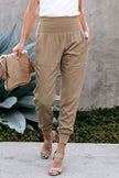 Women's Khaki Wide Waistband Pocketed Joggers - My Store