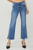 RISEN High Waist Raw Hem Slit Straight Jeans - My Store