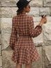 Plaid Drawstring Waist Button Front Shirt Dress - My Store