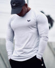 Men's Solid Color Long Sleeve Cotton T-Shirt: Spring Jogger Sports Muscle Exercise (3XL) - My Store