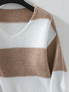 Color Block V-Neck Long Sleeve Sweater - My Store