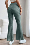 Basic Bae Full Size Ribbed High Waist Flare Pants - My Store