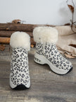 Side Zipper Leopard Platform Boots - My Store