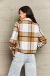 Double Take Plaid Collared Neck Jacket with Breast Pockets - My Store