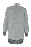 Gray Plaid Knitted Long Open Front Cardigan - My Store