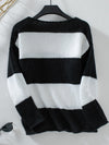 Color Block V-Neck Long Sleeve Sweater - My Store