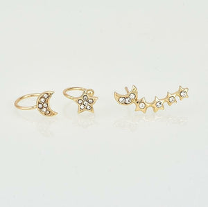 Moon & Star Earring and Cuff Set - My Store