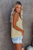 Button Textured Cotton Tank Top - My Store