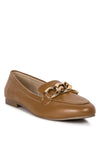 Chunky Metal Chain Faux Leather Loafers - My Store