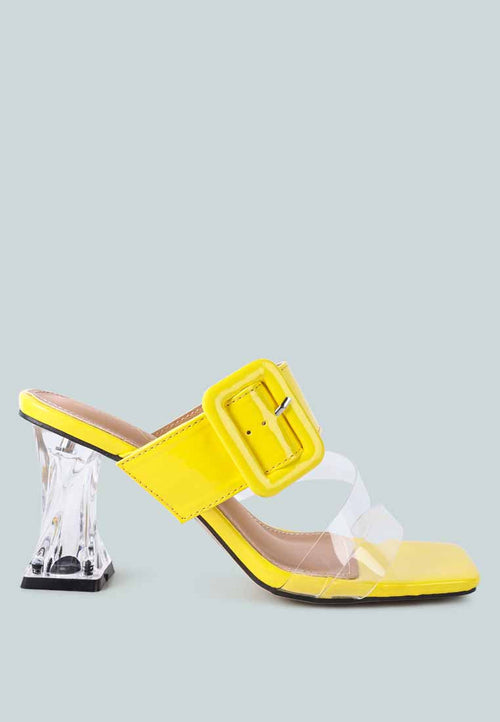 City Girl Buckle Detail Clear Spool Heel Sandals - My Store