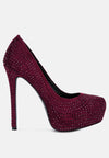 Clarisse Diamante Faux Suede High Heeled Pumps - My Store