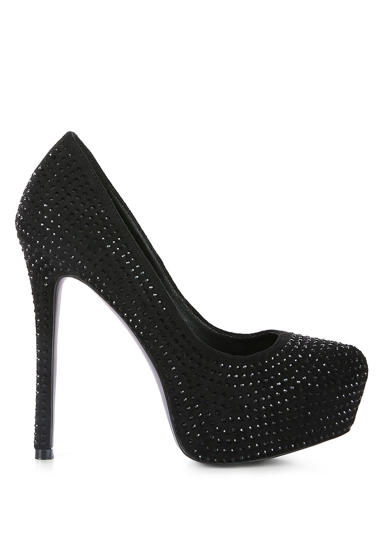 Clarisse Diamante Faux Suede High Heeled Pumps - My Store