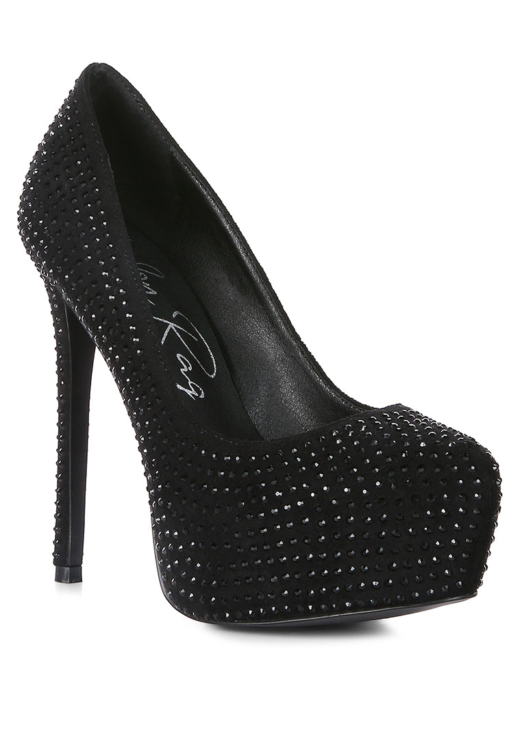 Clarisse Diamante Faux Suede High Heeled Pumps - My Store