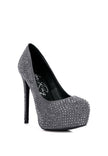 Clarisse Diamante Faux Suede High Heeled Pumps - My Store