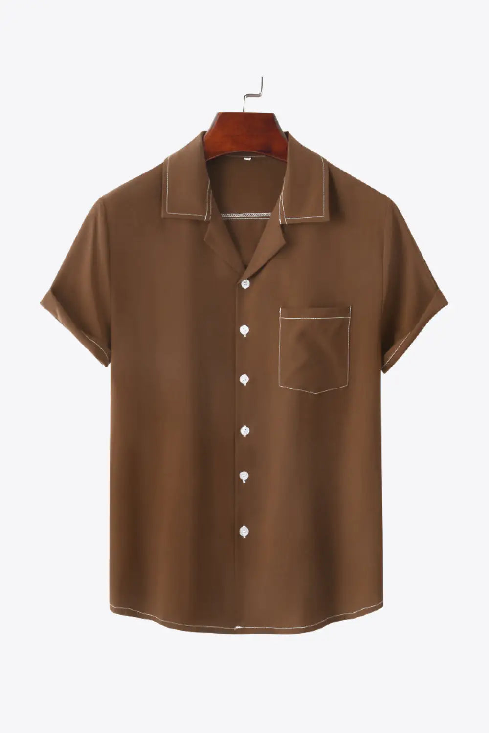 Full Size Contrast Stitching Pocket Shirt - My Store