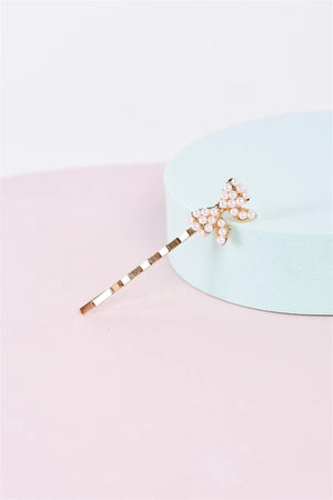 3pcs Gold & Pearl Bow Tiny Hair Bobby Pin - My Store