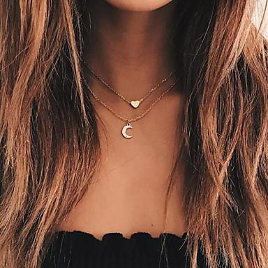 Moon and Heart Two Layer Necklace - My Store