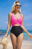 Light Blue Crossover Colorblock Cutout One Piece Swimsuit - My Store