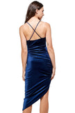 Velvet Spaghetti Strap V-Neck Midi dress - My Store