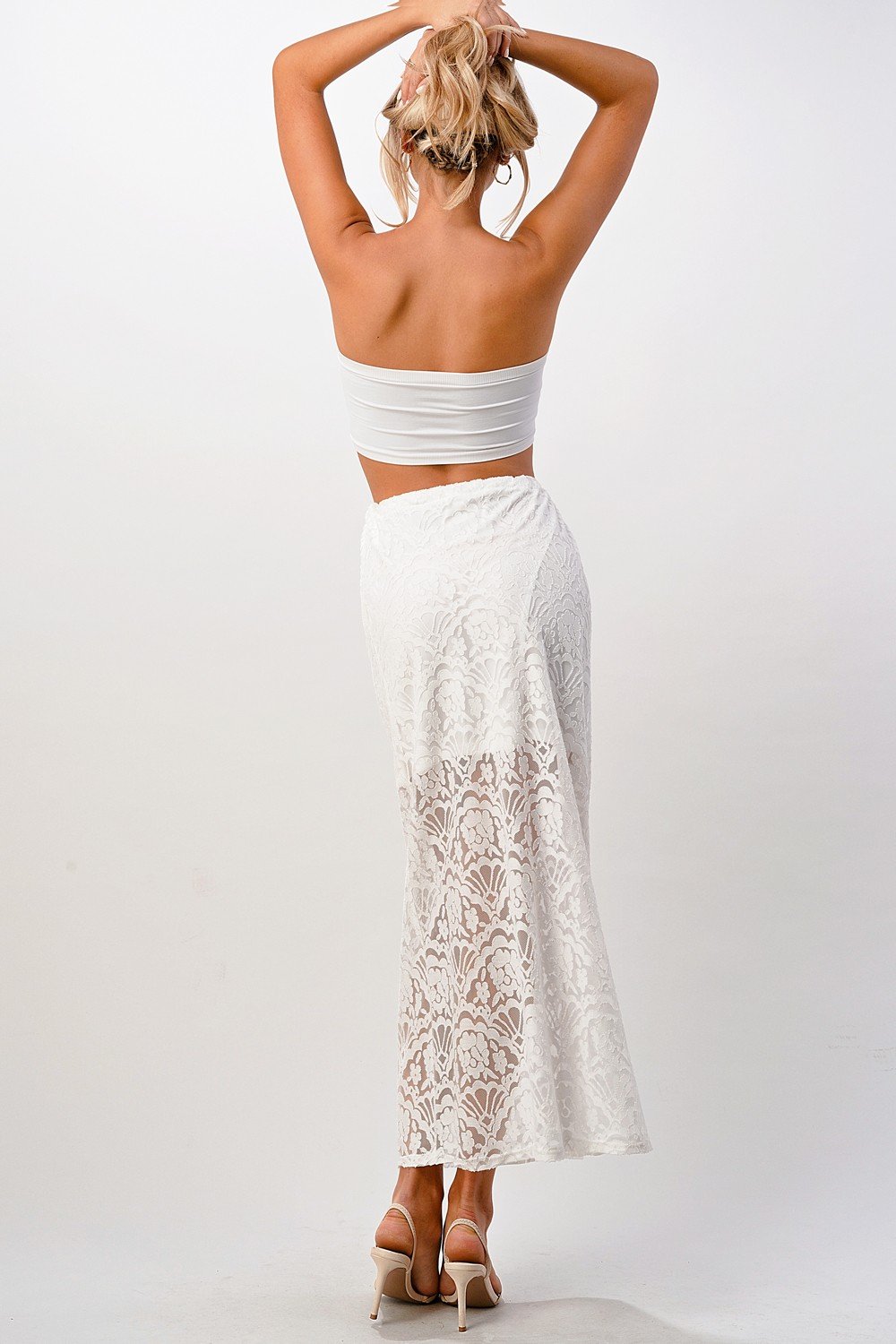 Lace Maxi Skirt With Cotton-Core Bow - My Store