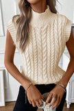 Oatmeal Cable Knit High Neck Sweater Vest - My Store