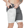 Men 2 in 1 Running Shorts Jogging Gym Fitness