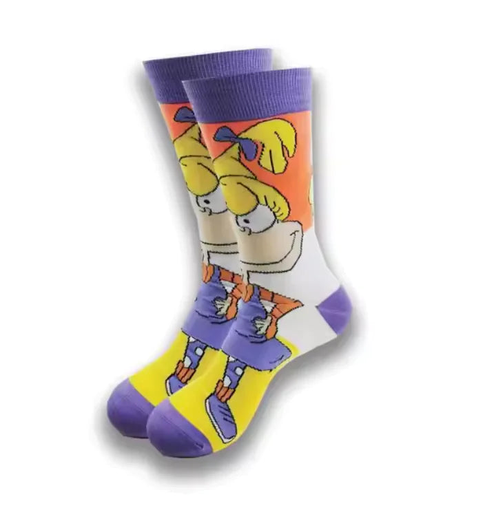 Funny Cartoon Anime 200-Needle Socks – Breathable Cotton Gift for Men and Women