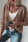 Dark Khaki Open Knit Drop Shoulder Sweater Cardigan - My Store