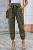 Khaki Solid Color Frock-style Pants with Belt - My Store