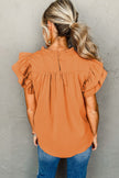 Black Smocked Ruffle Sleeve Blouse - My Store