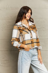 Double Take Plaid Collared Neck Jacket with Breast Pockets - My Store