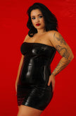 Black Latex Dress Extra Mini Black Back Zipper Plus Size Look Sexy - My Store