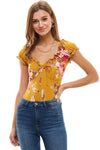 Floral Printed Peasant Style Bodysuit - My Store