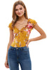 Floral Printed Peasant Style Bodysuit - My Store