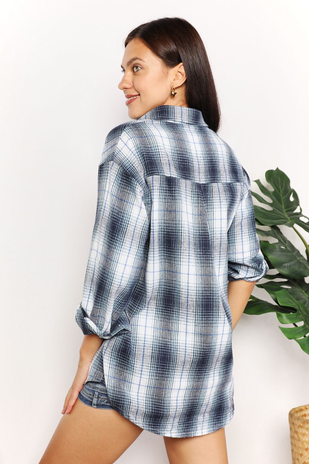 Double Take Plaid Dropped Shoulder Shirt - My Store