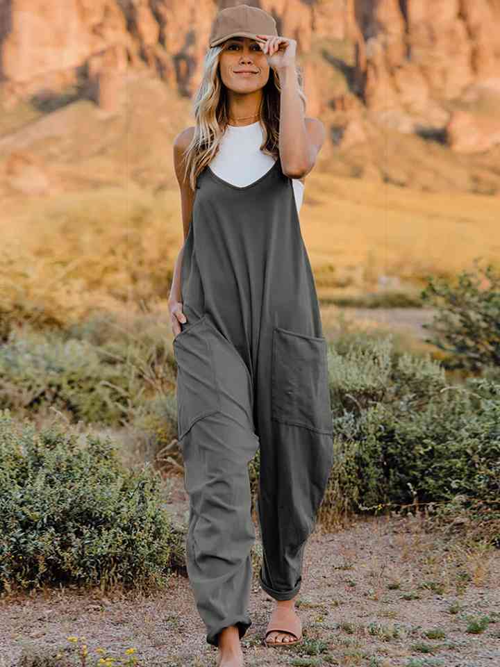 Double Take Full Size Sleeveless V-Neck Pocketed Jumpsuit - My Store