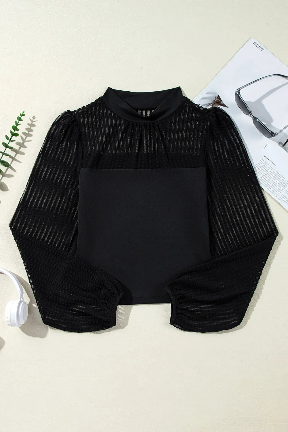 Mock Neck Long Sleeve Blouse - My Store